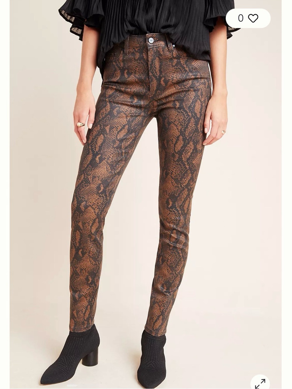 Paige Hoxton High-Rise Coated Skinny Jeans Snake Skin Print‎ size 28